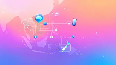 Asia pacific digital map ecommerce network illustration iconic
