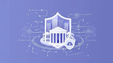 Secure shield encircling australian bank buildings with digital biometric protection