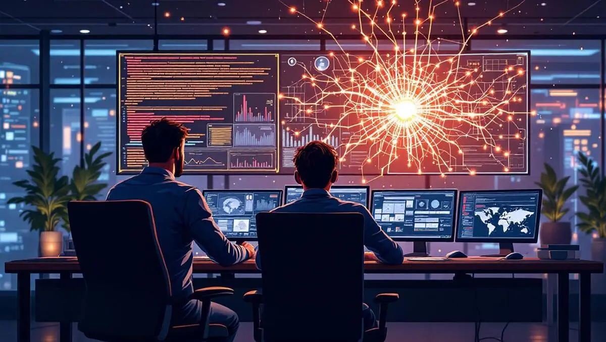 Cybersecurity analysts monitoring digital threats ai assisted operations centre