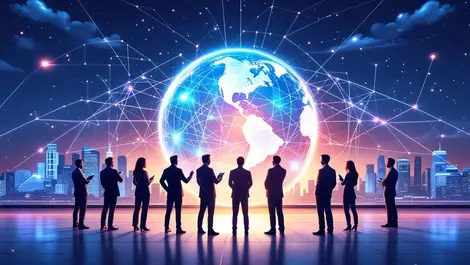 Cybersecurity experts global collaboration ai digital globe singapore cityscape