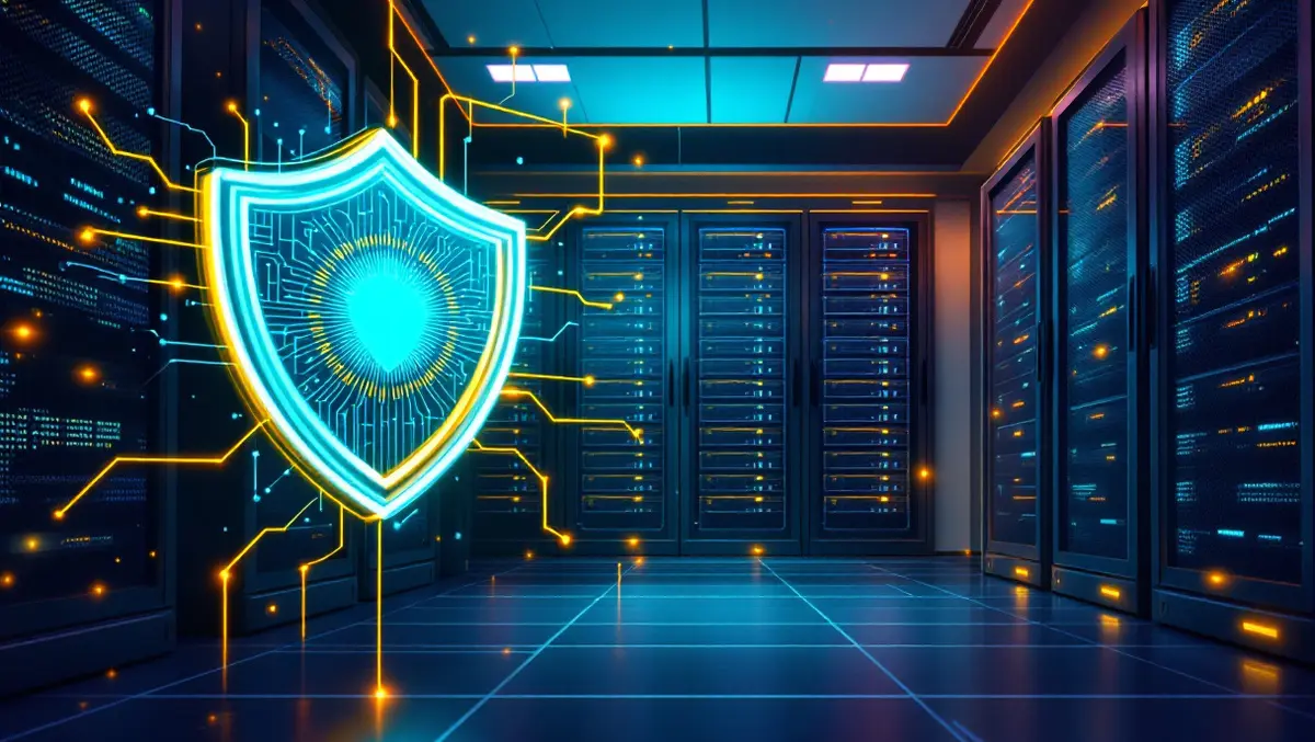 Secure data server room digital shield cybersecurity canada illustration