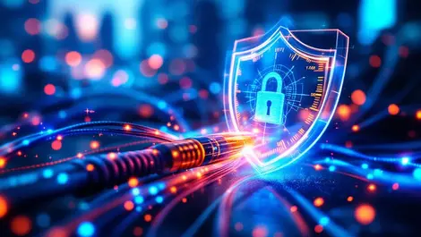 Fiber optic cables colorful light encryption shield digital infrastructure