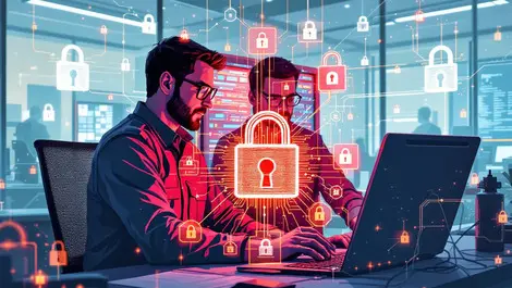 Canadian engineers working on secure computer servers in defense office