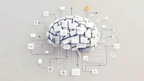Brain of folders flowchart arrows memory led ai workflows