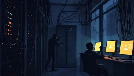 Korean office network room unlocked server identity breach scene