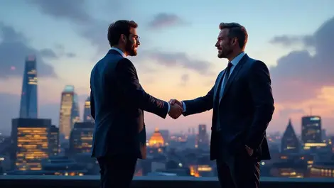 Uk tech ceo investor rooftop london skyline private equity deal