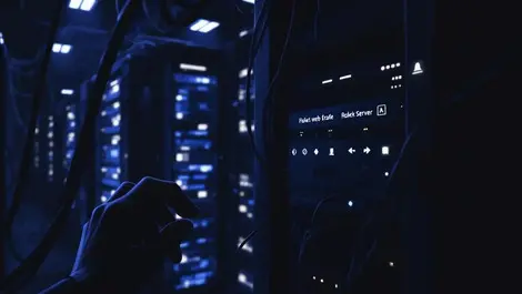 Moody server room nginx rack shadowy hand forked traffic route