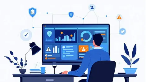 It security manager dashboard cyber awareness training illustration