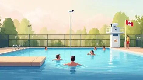 Ai drowning detection cam at public swimming pool